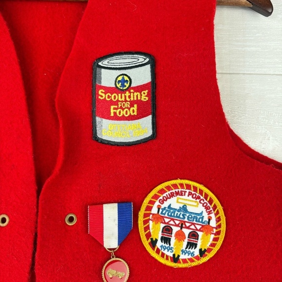 VTG 90s Official Boy Scouts of America WEBLOS Red Vest Size Medium - Picture 5 of 13